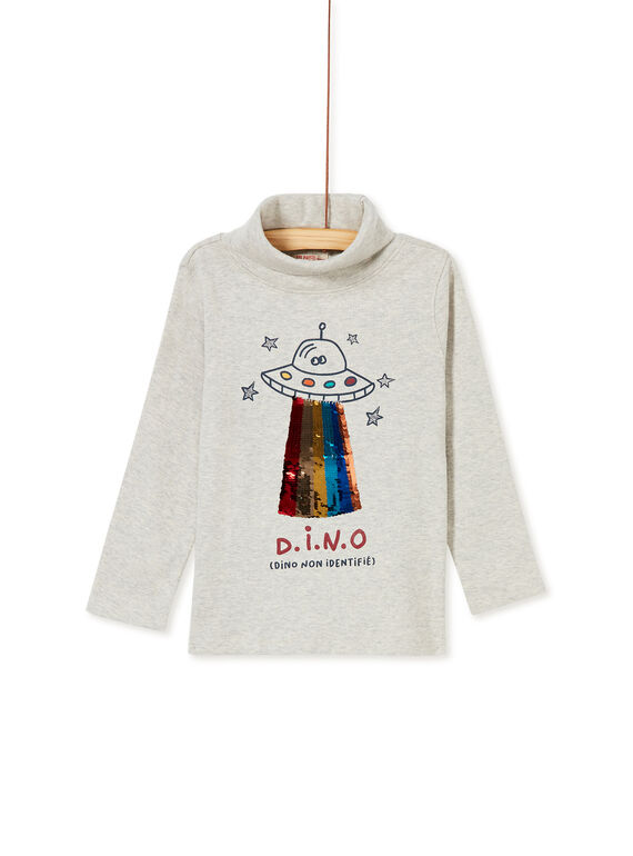 Sous-pull beige chiné col montant à sequins réversible enfant garçon KOGOSOUP / 20W902L1SPLA010